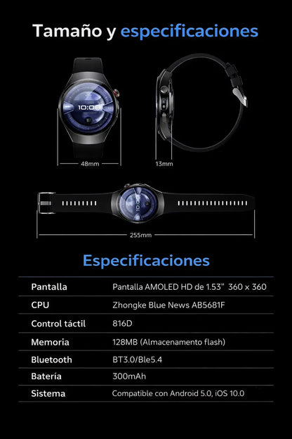Smartwatch Amoled 1.53 Llamadas Bluetooth Ip68 Batería 300ma