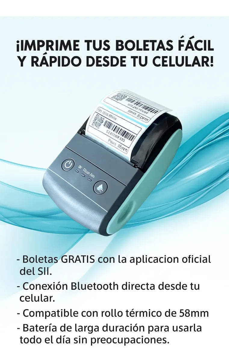 Mini Impresora Térmica Bluetooth 58mm Portátil