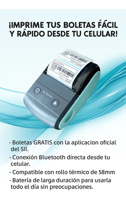 Mini Impresora Térmica Bluetooth 58mm Portátil