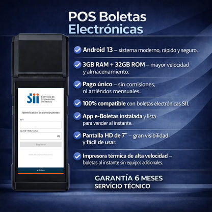 Pos Boletas Electrónicas Android 13 | 4g Wifi | Sin Arriendo
