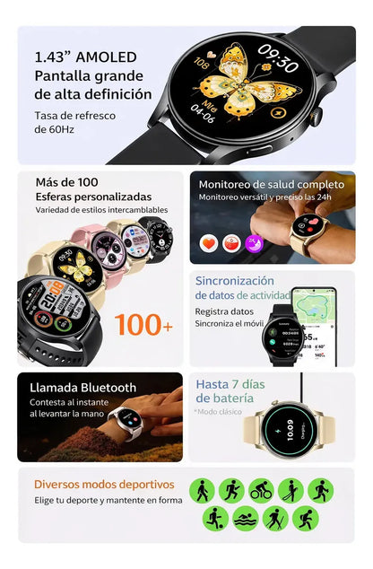 Reloj Inteligente Smartwatch Amoled 1.43 Nfc Bluetooth Ip67