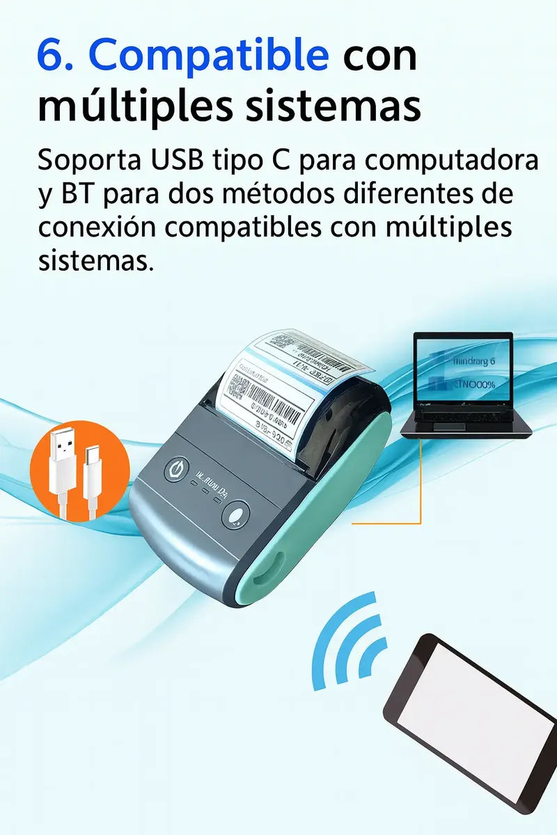 Mini Impresora Térmica Bluetooth 58mm Portátil