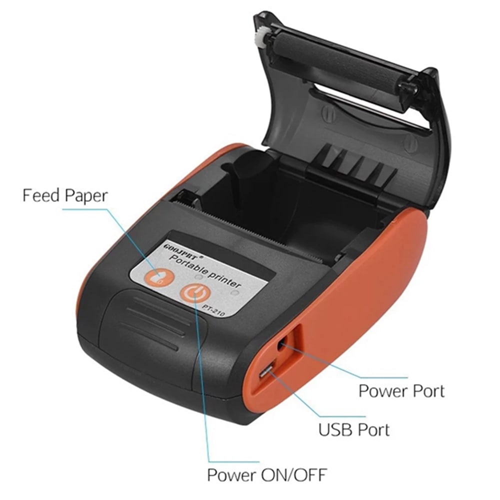 Impresora Térmica Bluetooth PT-210 | 58mm Recargable Portátil - Imagen 3